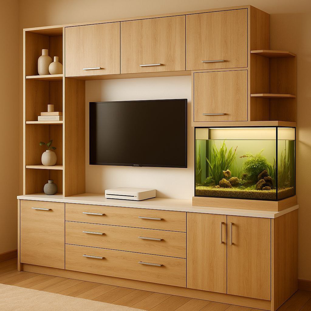 Модульная стенка с зоной под ТВ и встроенным аквариумом, Гомель, Добруш